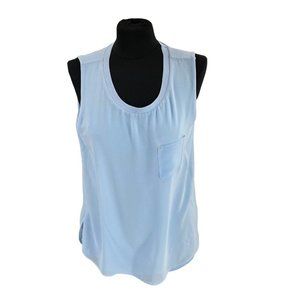 Calvin Klein Womens Tank Top Medium Light Blue Sheath Sleeveless Sheer Front EUC